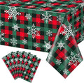 6Pcs Christmas Buffalo Plaid Snowflake Party Tablecloths Decorations, Plastic by JectivsPartyDecorations