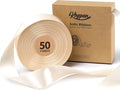 Ivory Satin Ribbon 1-1/2 Inch x 50 Yards Double-Faced Polyester Cream Ribbons by Keypan