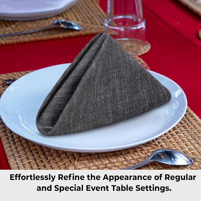 Urban Villa Dinner Napkins Black White Chambray Cloth Napkins Oversized 20x20 - Image 7