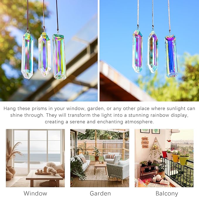 3PCS Crystal Suncatcher Prism for Window, 120mm/5'' Rectangle AB Colored - Image 7