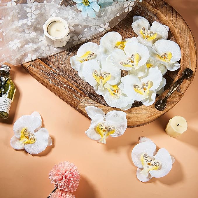 40 Pieces Orchid Petals Artificial Decorations Wedding Party Orchids Heads - Image 7