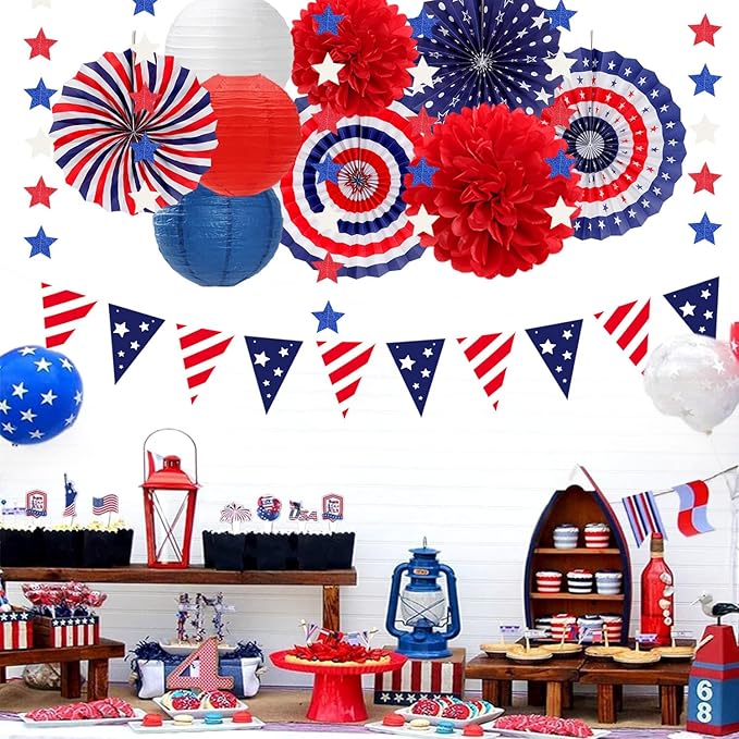 Red-White Blue Memorial-Day Patriotic Decorations - Image 5