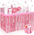 3 Pack 29 x108 Inch Pink Foil Fringe Table Skirts Metallic Banner by Mebiornt