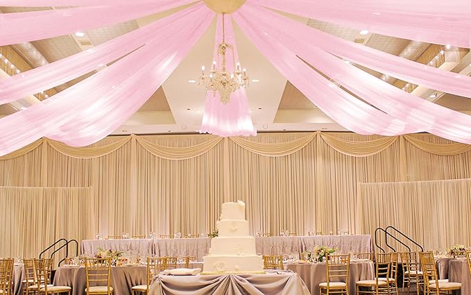 6 Panels Pink Ceiling Drapes for Wedding 5ftx30ft Ceiling Drapes Wedding Arch - Image 8