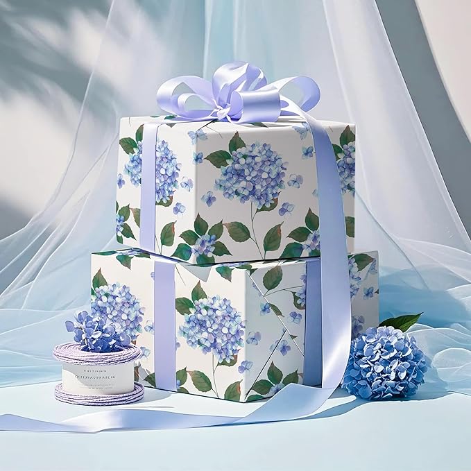 WRAPAHOLIC 30 Inch Jumbo Kraft Hydrangea Floral Wrapping Paper Roll - Image 5