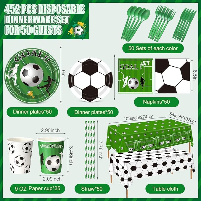 452 Pcs Soccer Party Decorations - Image 2
