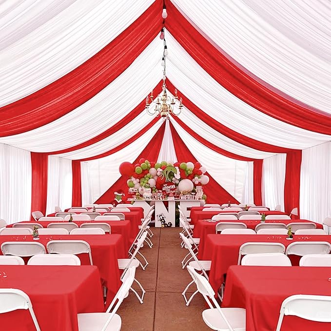 6 Panels Red Wedding Ceiling Drapes 5ftx30ft Ceiling Drapes Chiffon Fabric Arch by fani