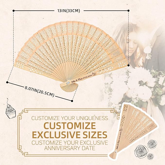 50pcs Personalized Wedding Fans - Image 2