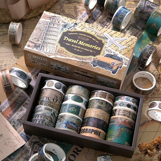 18 Rolls Travel Washi Tape Set journaling Tape - Image 2
