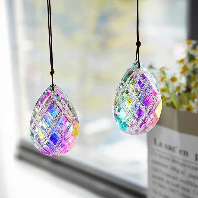 HDCRYSTALGIFTS Set 2 Crystal Sun Catcher Prisms Pendant - Image 5