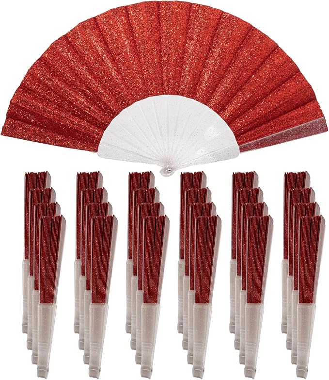 24 Pack Handheld Fan, Folding Hand Glitter Fan by SiissaPeksid