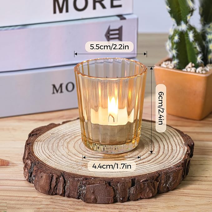 ComSaf Votive Candle Holders, Ribbed Tealight Candle Holder - Image 2