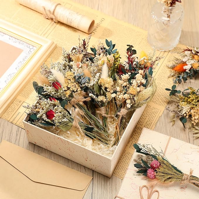 Layhit 12 Pack Boho Dried Flower Bouquet Mini Wedding Handmade Dry Flowers Decor - Image 4