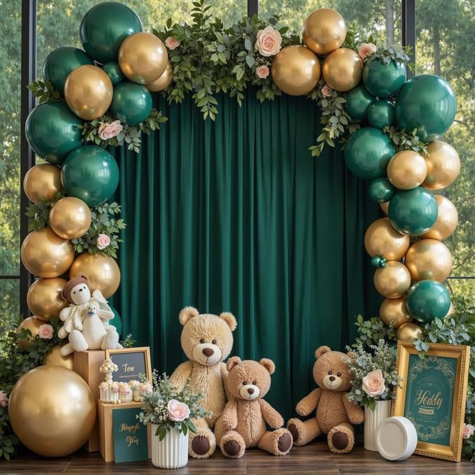 30 ft x 10 ft Wrinkle Free Hunter Green Backdrop Curtain - Image 9