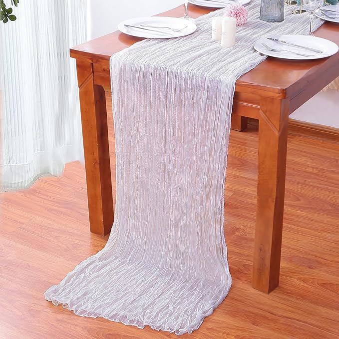 16PCS White Cheesecloth Table Runner 10FT 35x120Inch Boho Gauze Cloth Long - Image 6