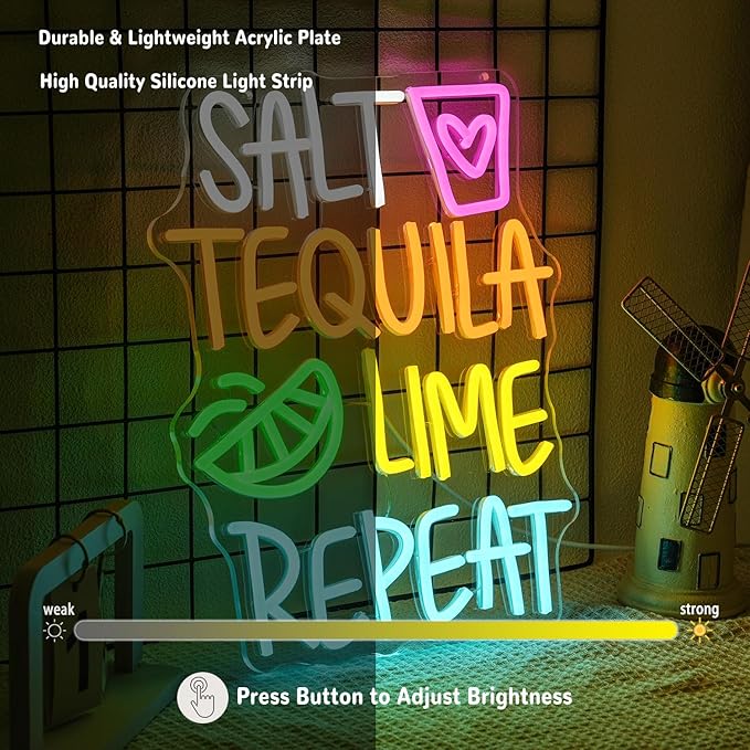 Salt Tequila Lime Repeat Neon Sign - Image 5