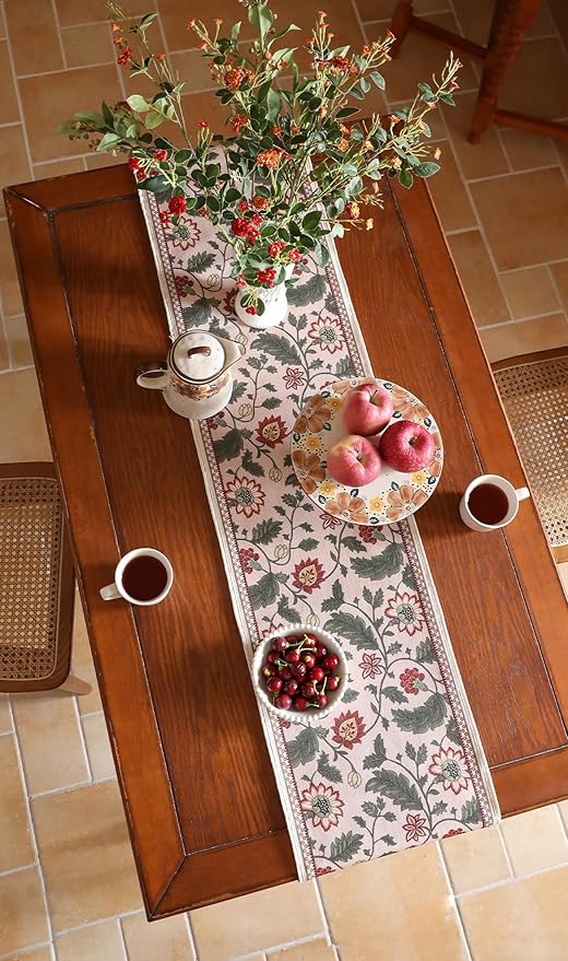 ISAENNE Designer Provence Elegant Linen Extra Long Table Runner 118 Inches - Image 9