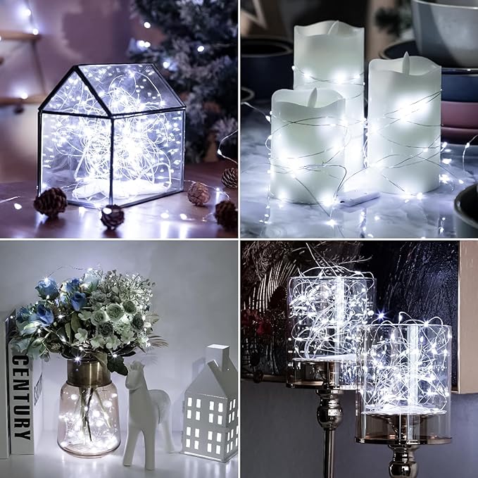 HXWEIYE 6 Pack White Fairy Lights Battery Operated, 7ft 20LED Mini Fairy Mason - Image 6
