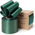 Christmas Ribbon Wired Green Satin Ribbons 2-1/2 Inch Double-Faced Gold Glitter by Keypan