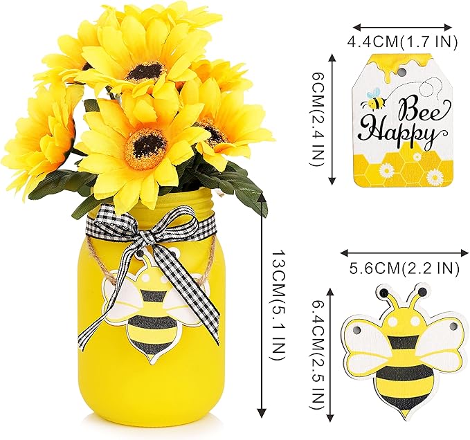Mason Jar Centerpiece for Table, Rustic Table Decoration for Farmhouse Kitchen - Image 2