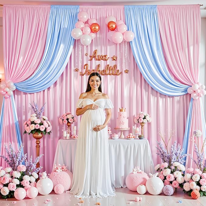 10x10 ft Pink Glitter Backdrop Curtain or Parties, Wrinkle Free Glitter Photo - Image 7
