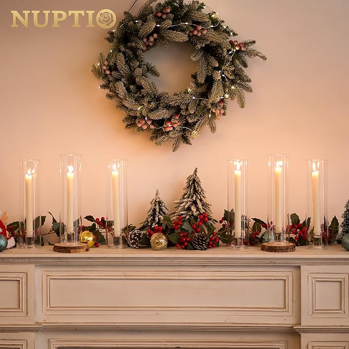 NUPTIO Hurricane Glass Candle Holders: Set of 2 Candlestick Holder - Image 3