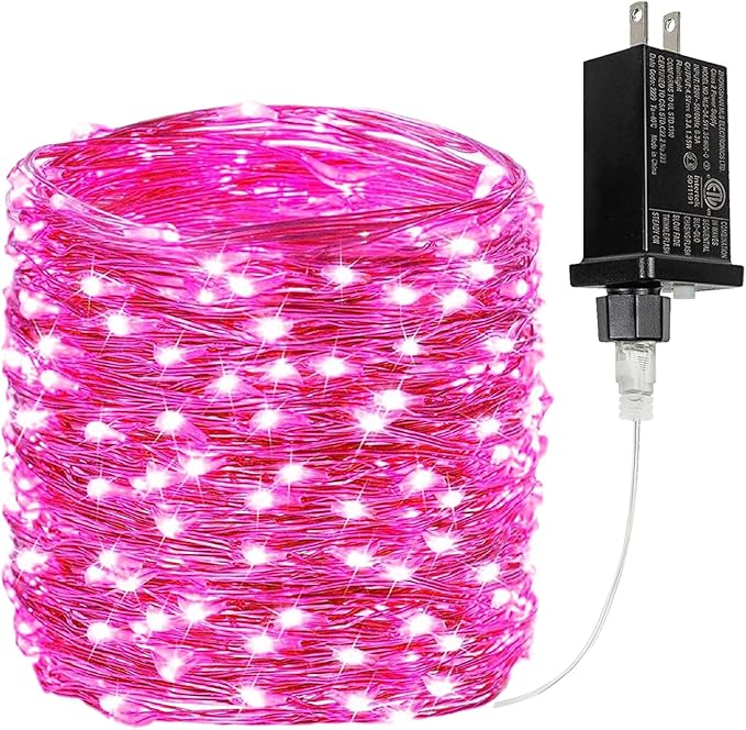 66Ft 200 LED Pink Fairy Lights Plug in, Waterproof String Lights Outdoor & by BHCLIGHT