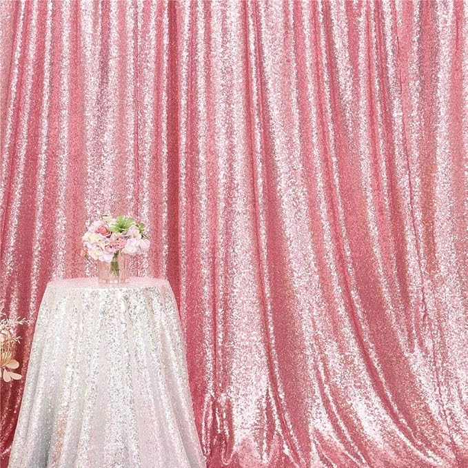 Eternal Beauty Fuchsia Pink Sequin Backdrop, 20x10 Ft Glitter Background - Image 4