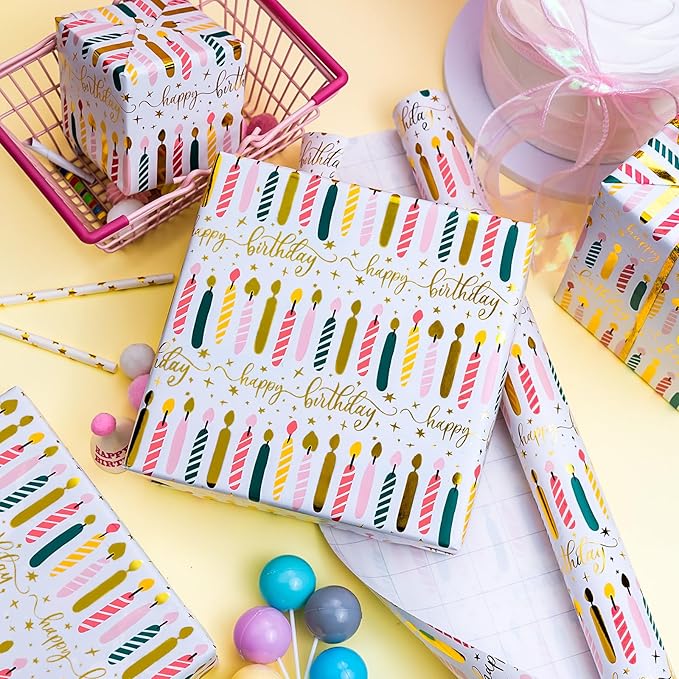 Yarcony Birthday Candle Wrapping Paper Roll - Image 7