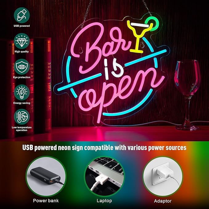 Bar Open Neon Sign for Wall Decor Open Beer Bar LED Light up Signs - Image 3