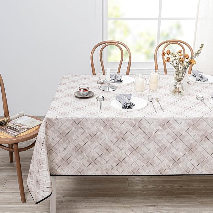 MYSKY HOME Table Cloth 60x84 inch Rectangle, Heavy Duty Linen Look Waterproof by MYSKYHOME