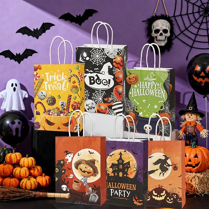 24 Pcs Halloween Paper Gift Bags, 6 Styles Halloween Goodie Bags - Image 3