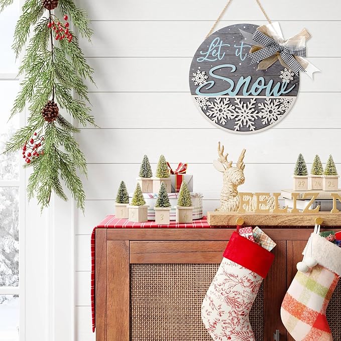 CHDITB Let It Snow Winter Decoration Sign, 3D Snowflake Xmas Winter Front Door - Image 6