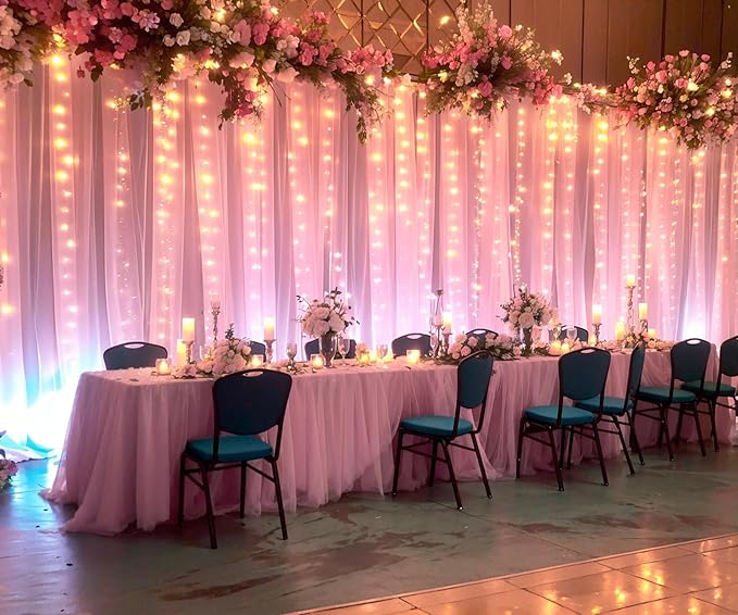 10ft x 10ft Pink Tulle Photo Backdrop Curtain - Image 4