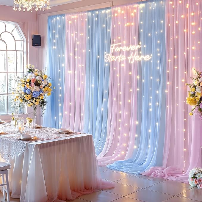 10×10ft Pink Blue Tulle Backdrop Curtain - Image 4