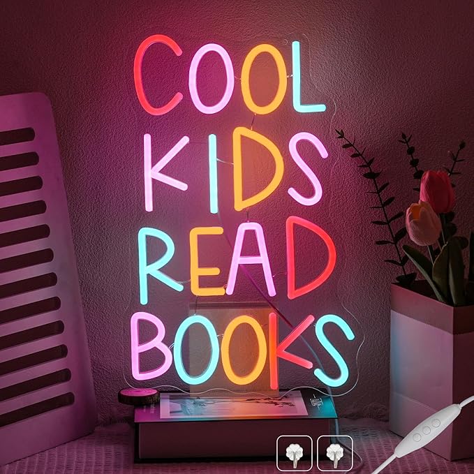 Cool Kids Read Books Neon Sign for Wall Decor, Reading Books Neon Light by CHANNEONNEONSIGN
