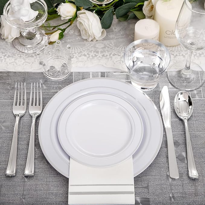 NOCCUR 700PCS Silver Plastic Plates Disposable - Image 6