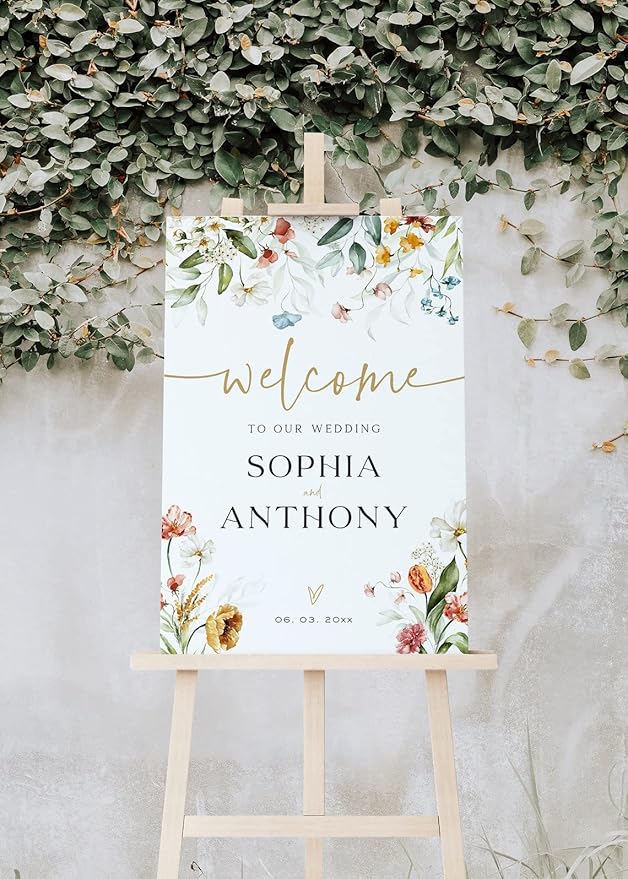 Generic Floral Wedding Welcome Sign, 18x27 inches, 4 mm Thick, Tabletop/Hanging - Image 3