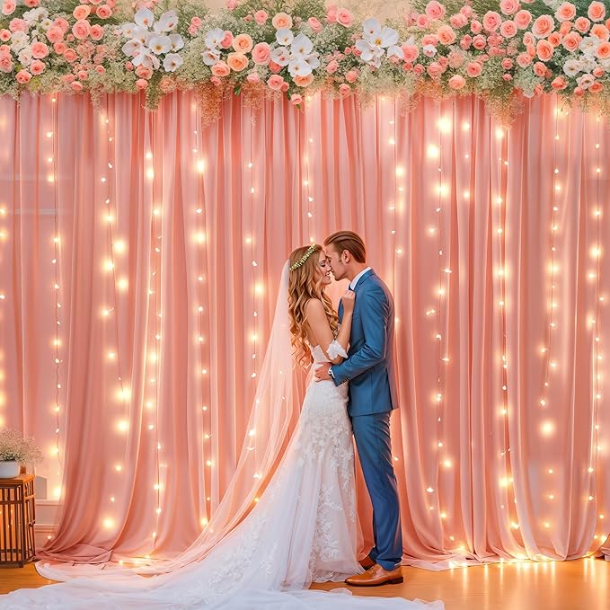 10ft x 10ft Dusty Rose Chiffon Backdrop Curtain - Image 3