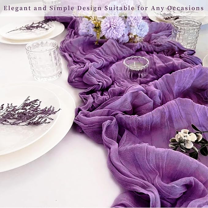 20 Pack Purple Cheesecloth Table Runner 10FT Boho Fabric Rustic Cheese Cloth - Image 7