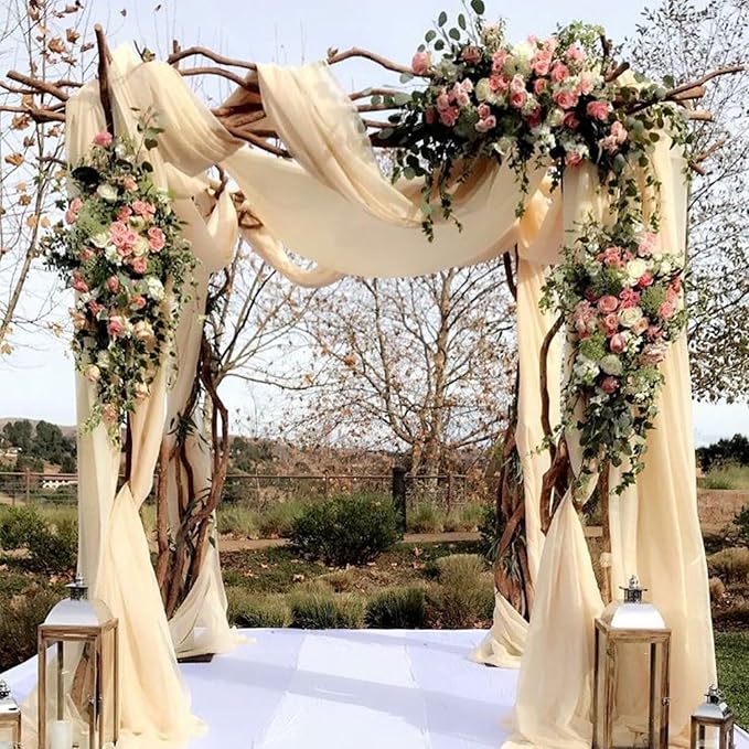 4 Panels Wedding Arch Draping Fabric 20Ft Length x 28" Width Champagne Arch - Image 2