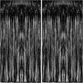 2 Pack Foil Curtain Backdrop Black Metallic Tinsel Foil Fringe Curtains Photo by KEJ