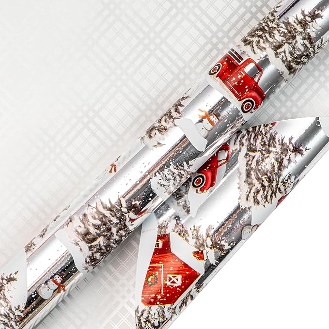 LeZakaa Christmas Silver Wrapping Paper Jumbo Roll - Image 7