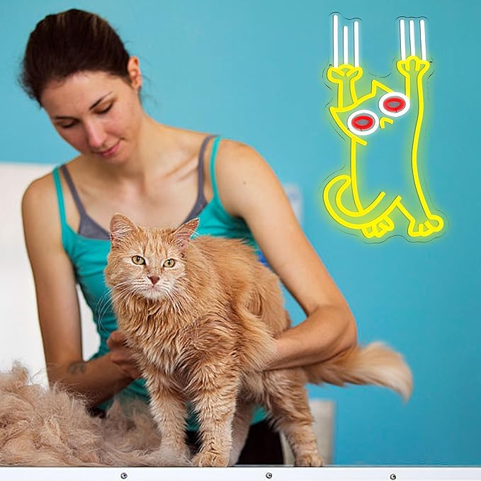 Falling Cat Neon Sign Funny Cat LED Light Sign Wall Decoration Dimmable Animal - Image 6