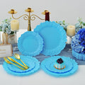 50 Pcs Blue Floral Plastic Plates, Fancy Disposable Plate, Heavy Duty Plastic by ISFANGCO