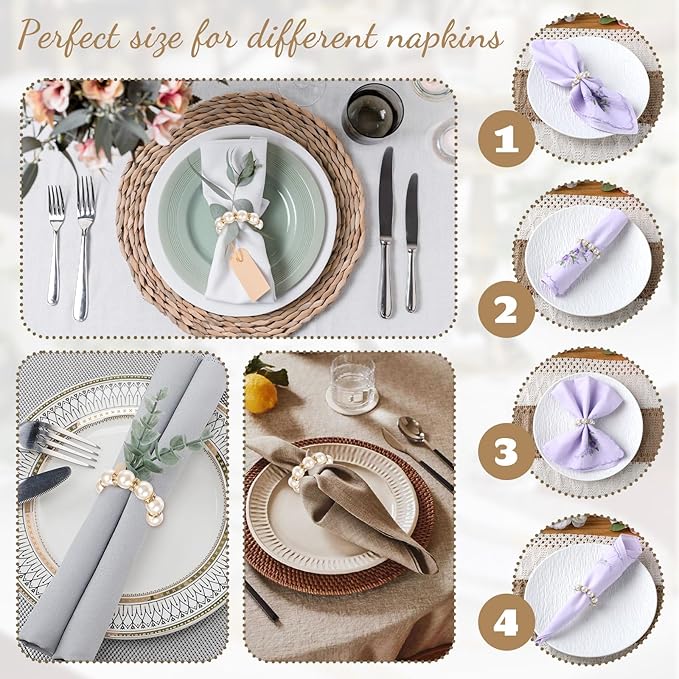 100pcs Pearl Napkin Rings Imitation Pearl Ring Napkins Holder Universal Napkins - Image 4