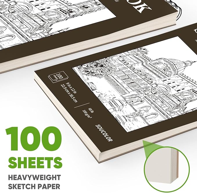 Classroom Must Haves Supplies for Teacher Student, Soucolor 9" x 12" Sketch - Image 3