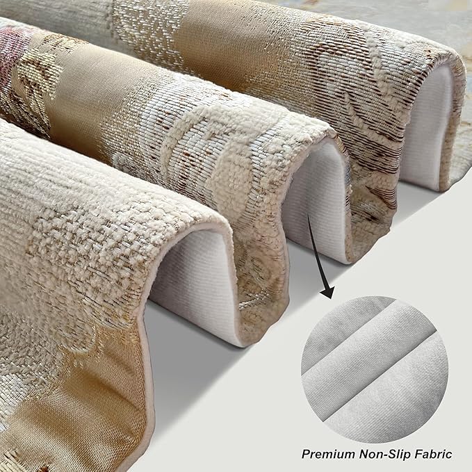 HeMiaor Jacquard Damask Table Runner Chenille Flowery - Image 4