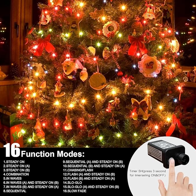 LAMPHOME 66ft Christmas Decorative Mini Lights, 200 LED Transparent Wire Fairy - Image 3