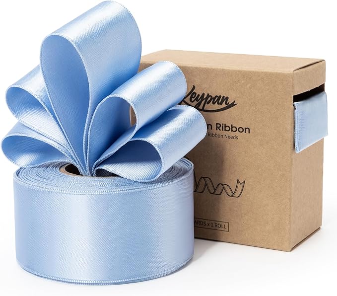 Blue Satin Ribbon Double-Faced Wired Ribbons by Keypan